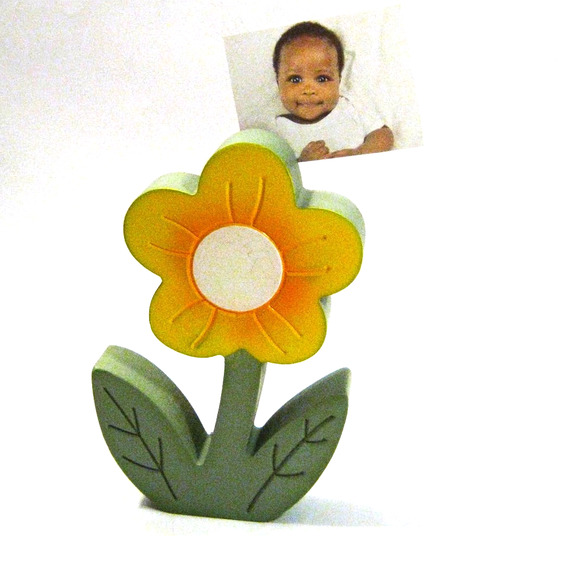6.5 inch Yellow Flower Wood Flower Photo Note Holder Kids room Nursery Decor - Picture 7 of 7